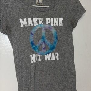 Victoria's Secret Gray Tee with Blue Peace Sign